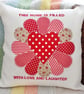 Appliqué & Embroidered Feature Cushion: Red Dresden 33cm (17") - Image 2