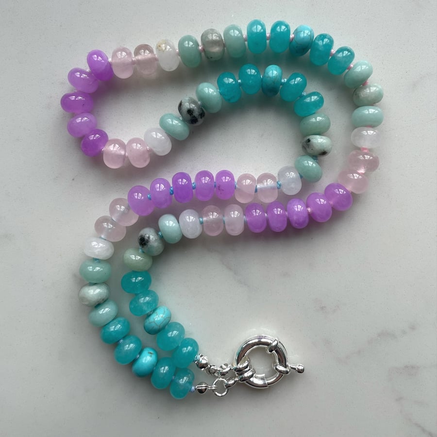 Lilac Crush Hand Knotted Beaded Gemstone Necklace