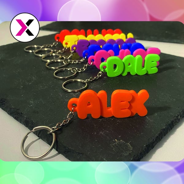 Personalised Bubble Keyring - Party Bag Fillers - School Bag Tag - Name Tag