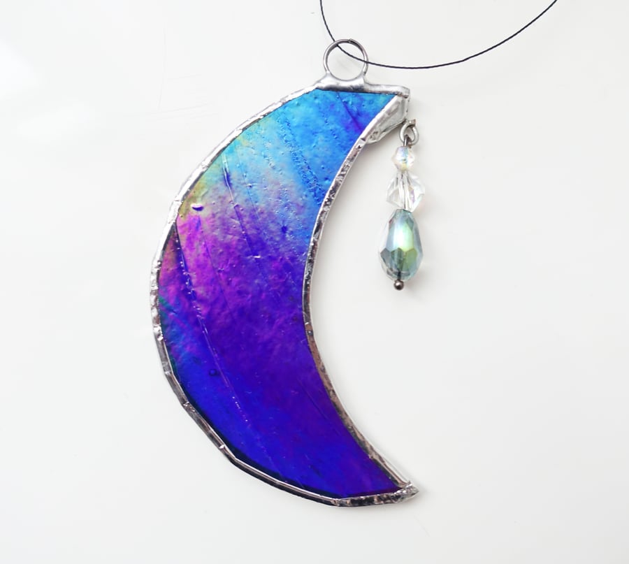 Blue Moon Suncatcher with crystal star drops 