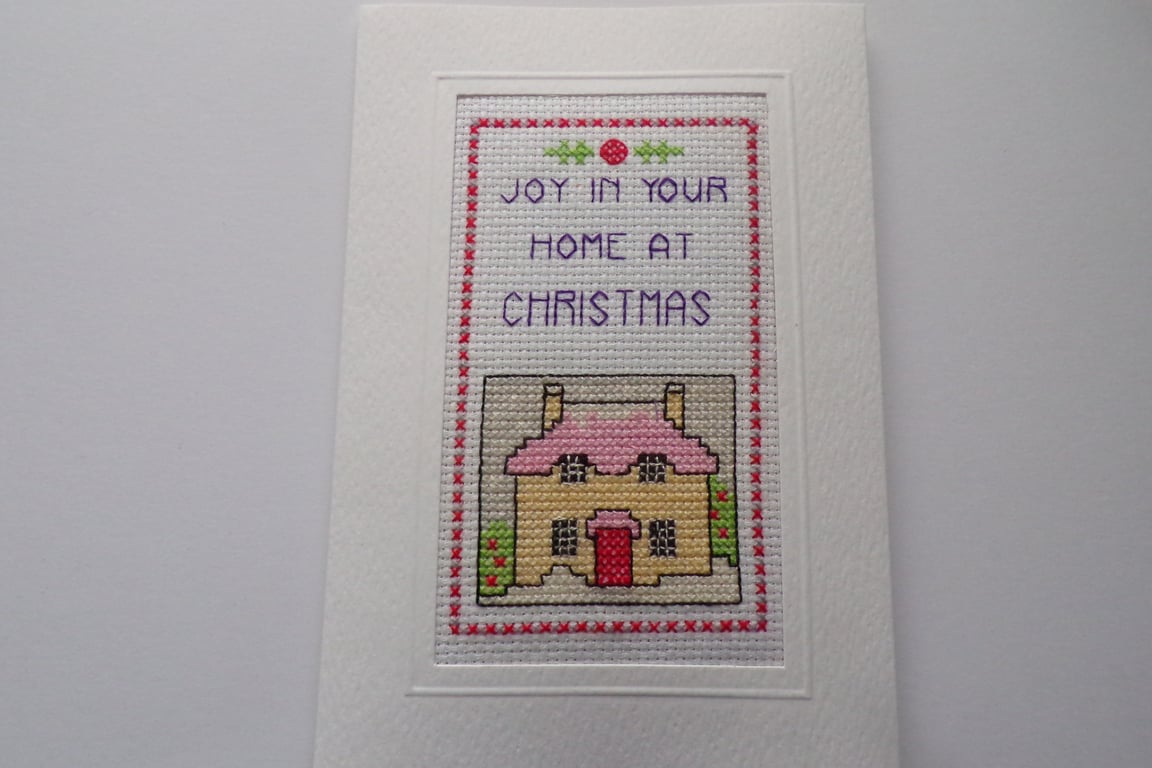 Christmas Card, Stitched Christmas Card, Joy in your Home, Christmas Card