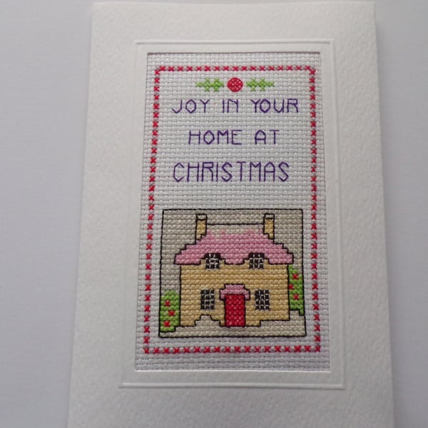 Christmas Card, Stitched Christmas Card, Joy in your Home, Christmas Card