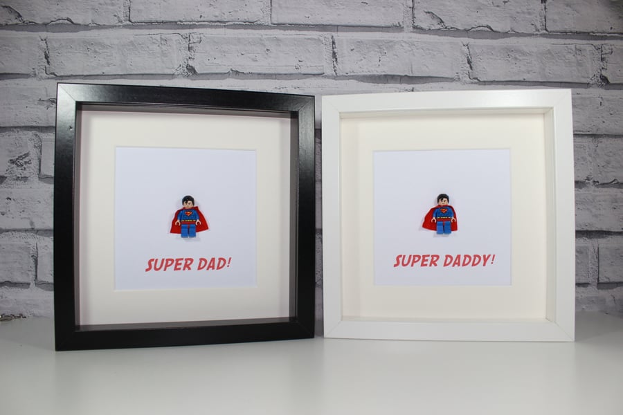 SUPERMAN - FATHERS DAY SPECIAL - FRAMED LEGO MINIFIGURE - DAD DADDY