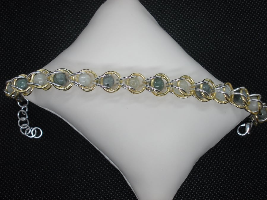 Jadeite captured bead bracelet