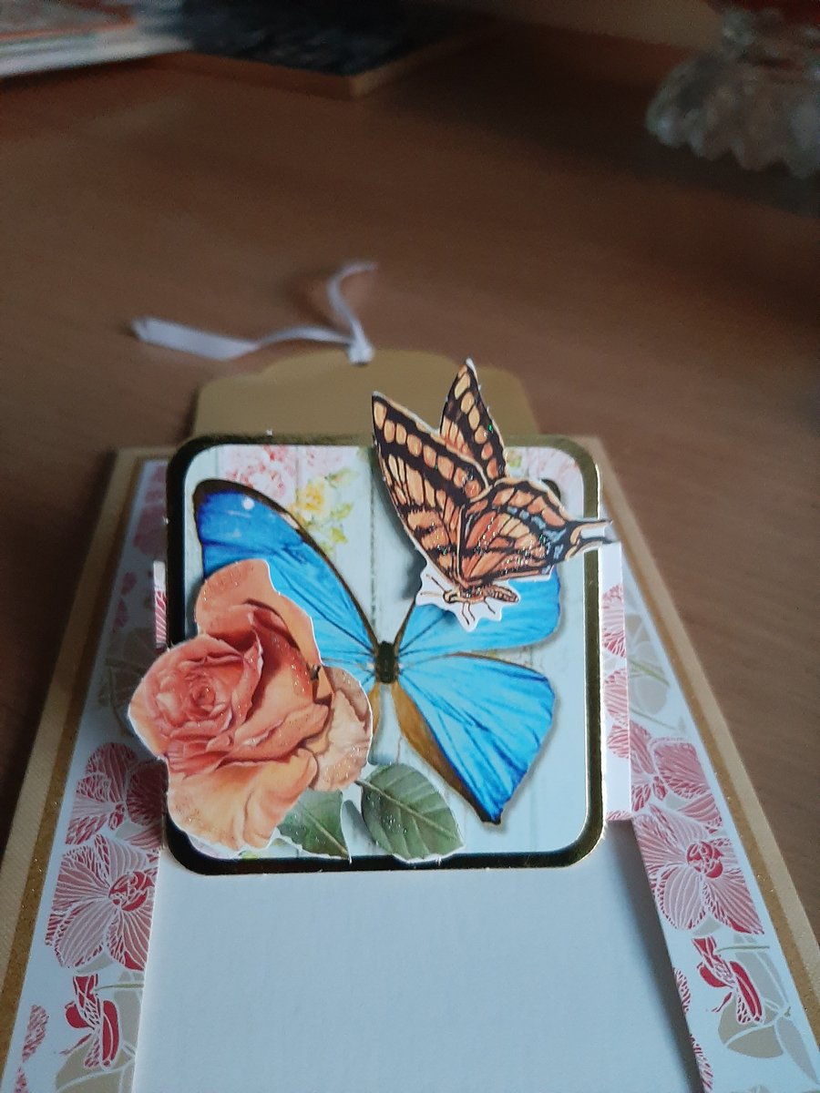 Handmade Colorful Butterfly 3D slide card 
