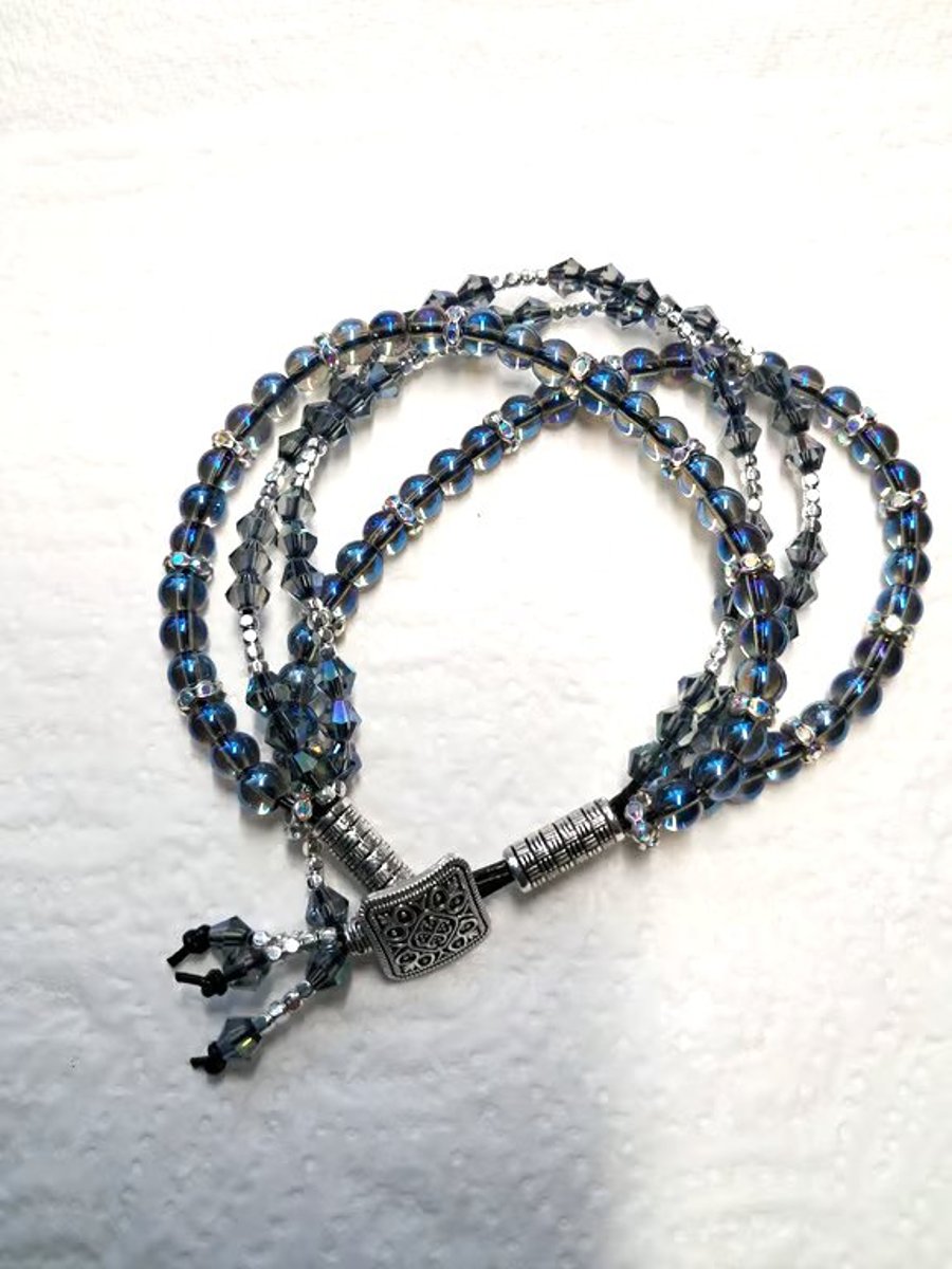 Leather 4 Strand Beaded Bracelet