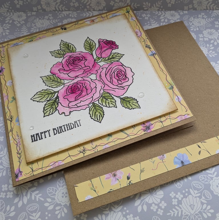 Hand painted birthday card for her 