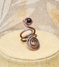 Antique Copper Spiral Ring with Blue Stone, Boho Statement Ring,  - Image 3