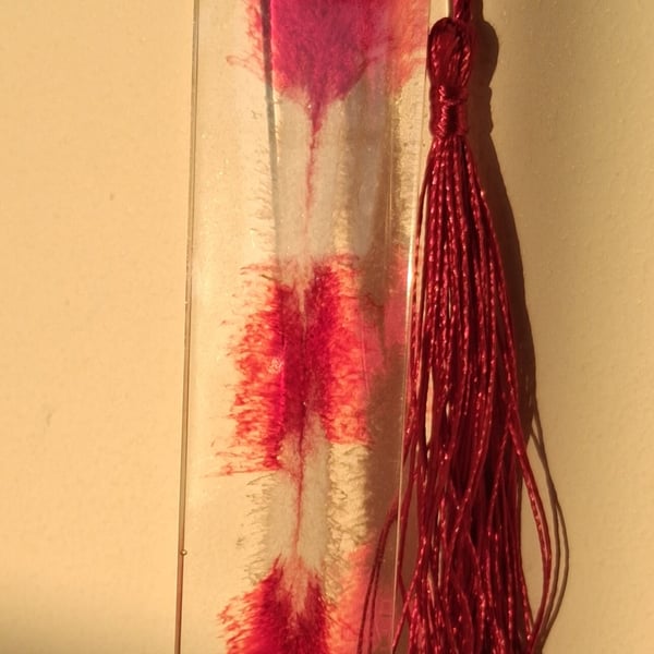 Handmade red epoxy resin bookmark