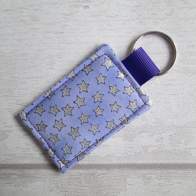 Keyring or Bag Tag - Lilac with Silver Stars, Luggage Tag