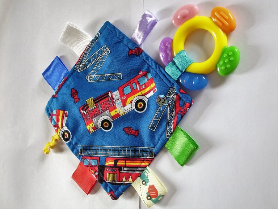 Fire engine tagged teether - POST FREE UK only, SALE
