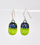 Spring Green Spotty Fused Glass Drop Earrings - Image 6