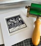 Lino Print - "Small Snowdrops" - Image 4