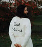 Hand Embroidered Fluffy "Just Married" Cardigan