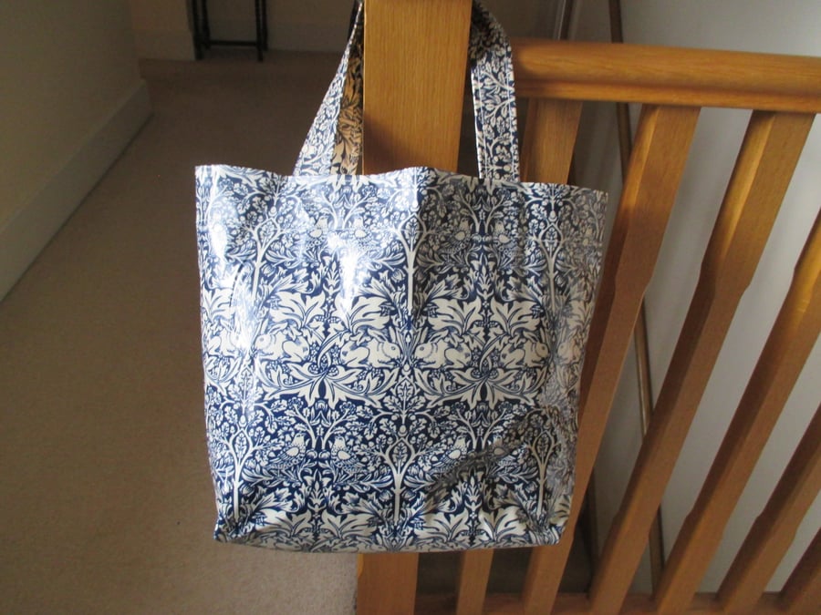 Handmade Oilcloth PVc Shopping Tote Bag  - William Morris Brer Rabbit