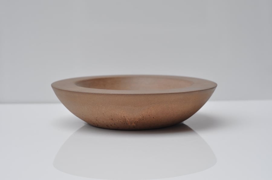 Shallow Concrete Bowl Terracotta Orange Brutalistic Accessory Bowl Chunky Key Bo