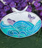 Handmade fine silver and enamel whale pendant  - Image 4
