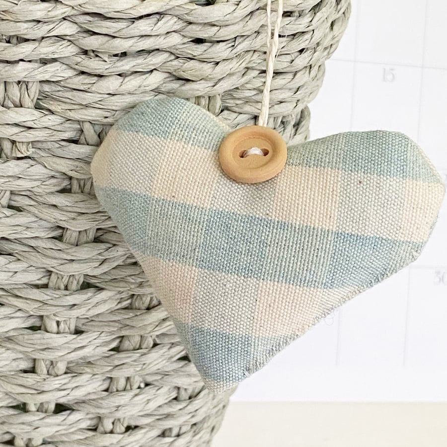 SALE ITEM - DUCK EGG CHECKED HEART - lavender