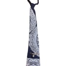 One of a kind upcycled boho navy blue tie