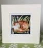 Mounted Whimsical Resting Fox in Grass Watercolour Painting  - Image 1