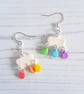 Clouds with rainbow rain drops drop earrings  - Image 1