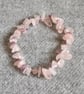Rose Quartz Chip and Iridescent Pink Magatama Beads Elastic Bracelet