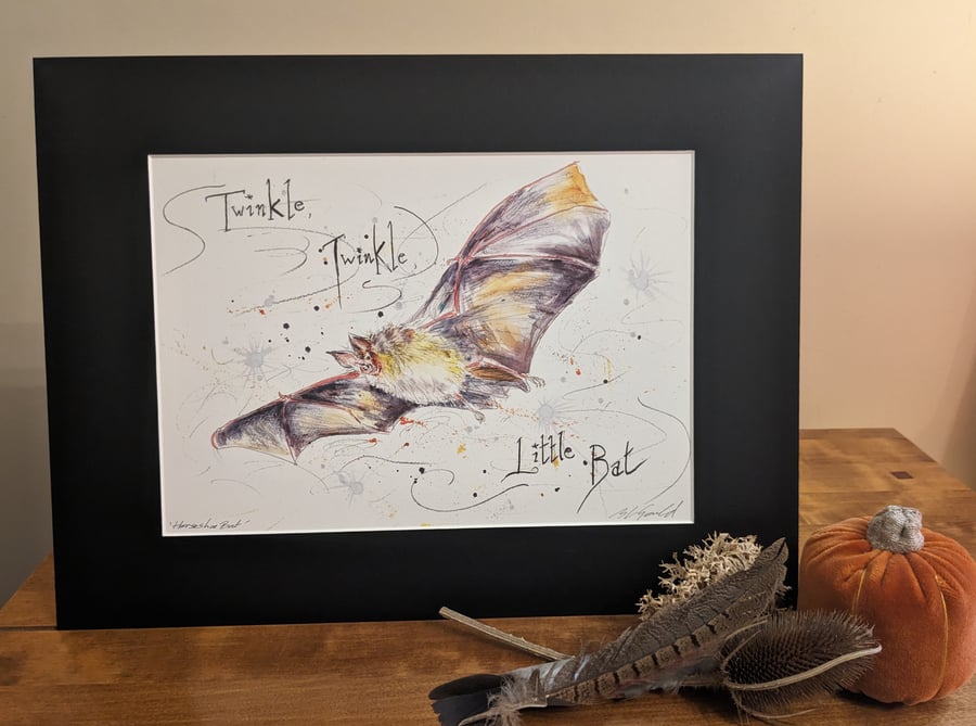 Twinkle Twinkle Little Bat, a signed print of a Horseshoe Bat