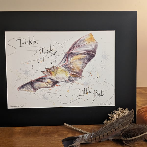 Twinkle Twinkle Little Bat, a signed print of a Horseshoe Bat