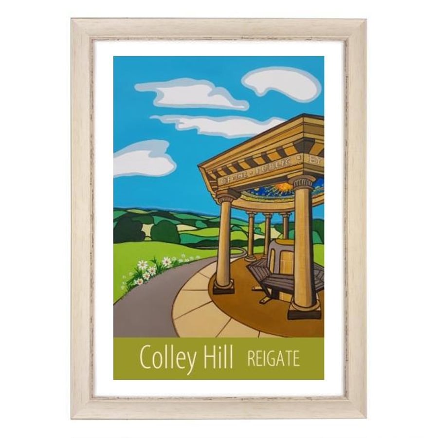Colley Hill Reigate travel poster print by Susie West
