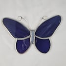 598 Stained Glass small purple butterfly - handmade hanging decoration.