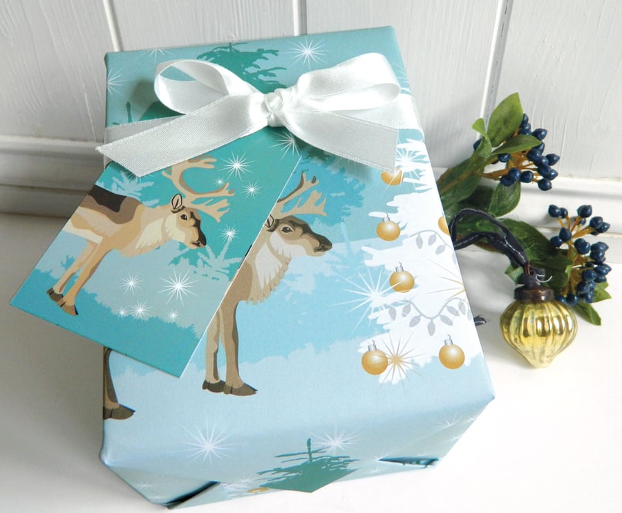 Winter Woodland Reindeer Christmas Gift Wrap Set