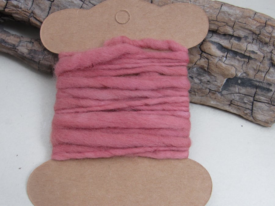 2.5m Hand Dyed Natural Sappanwood Dye Red Handspun Corriedale Yarn