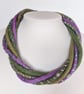 The Wrapped Twist: felted cord necklace in shades of green and purple - Image 3