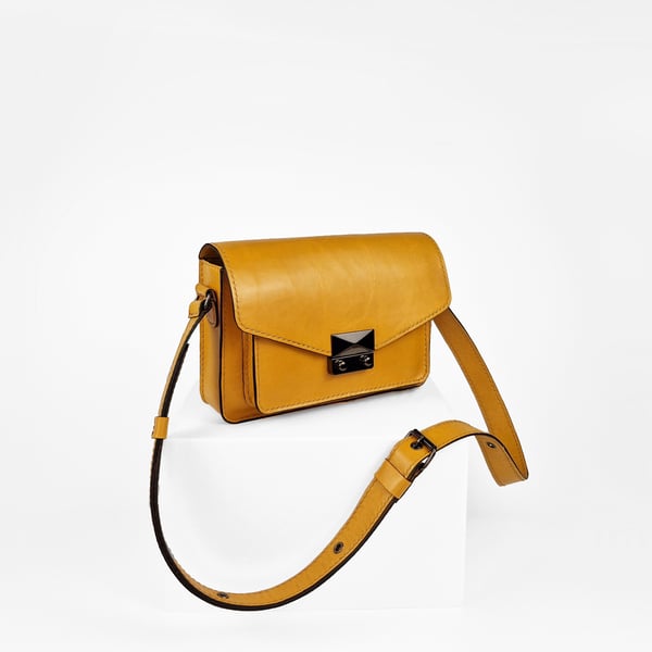 Leather Small Shoulder Bag, Yellow Crossbody,  Women's Gift