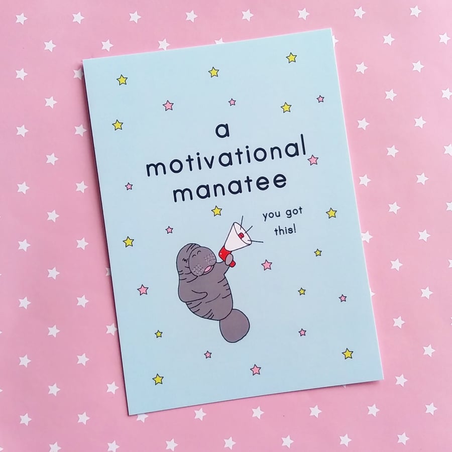 motivational manatee a6 postcard & envelope - motivational postcard