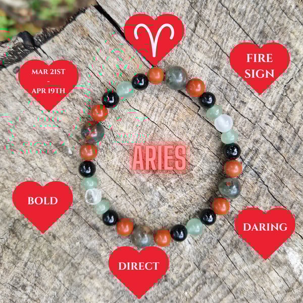 Aries Zodiac Star Sign Gemstone Bracelet 