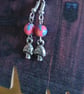 Toadstool earrings with pink clay beads - Image 4
