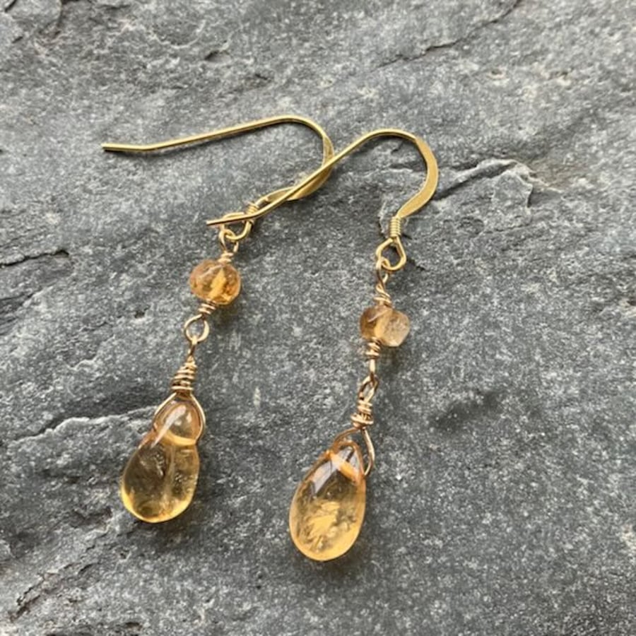  Citrine and Gold Drops