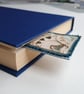 Textile bookmark - aqua blue embroidered curtain, wool and velvet fabrics - Image 3