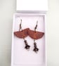 Leather and Metal Bead Dangle Drop Earrings Boho Chestnut Brown  - Image 5