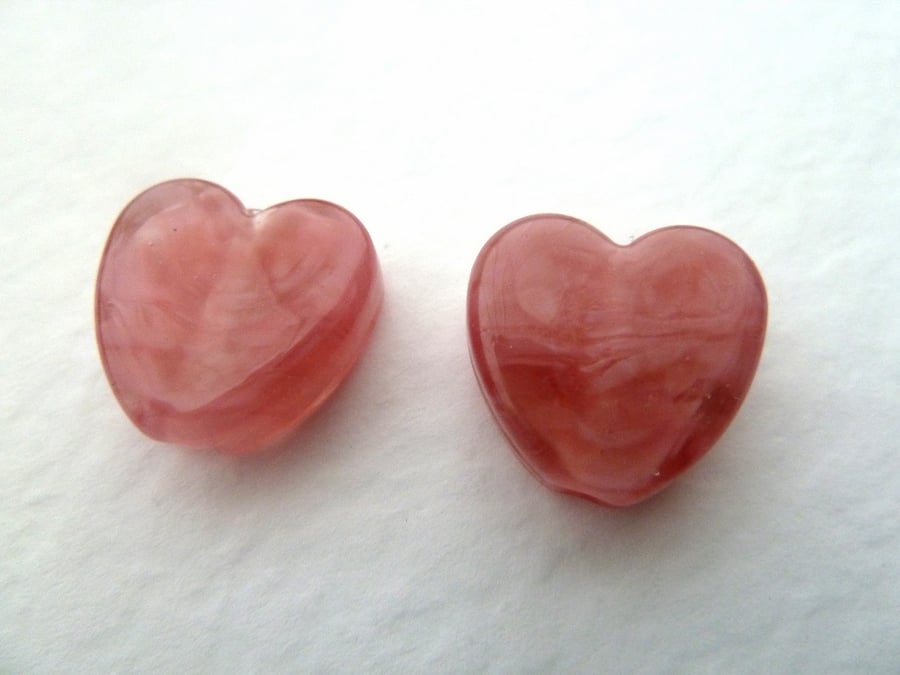 handmade lampwork pink heart beads