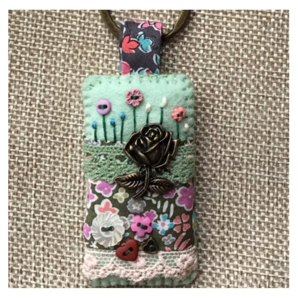 Liberty fabric felt charm keyring fob