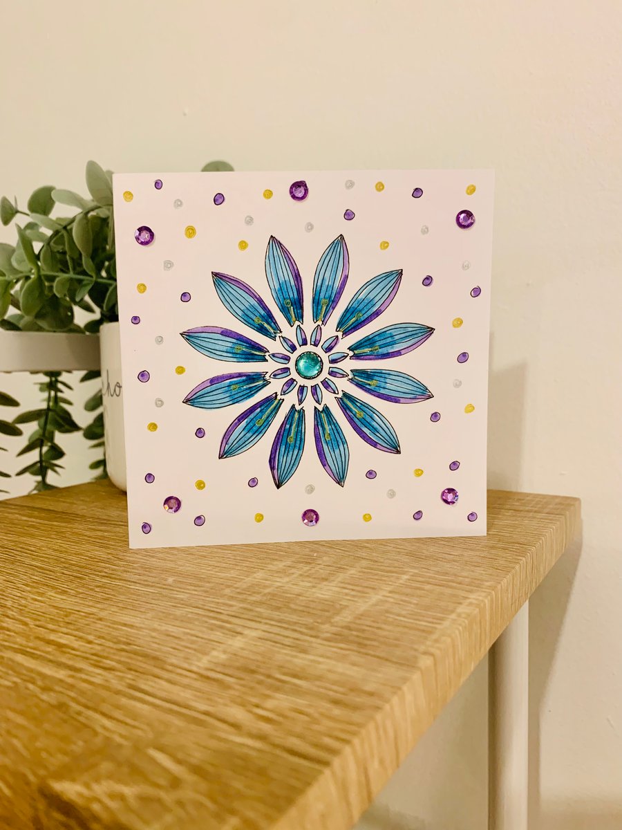 Hand drawn flower card. 