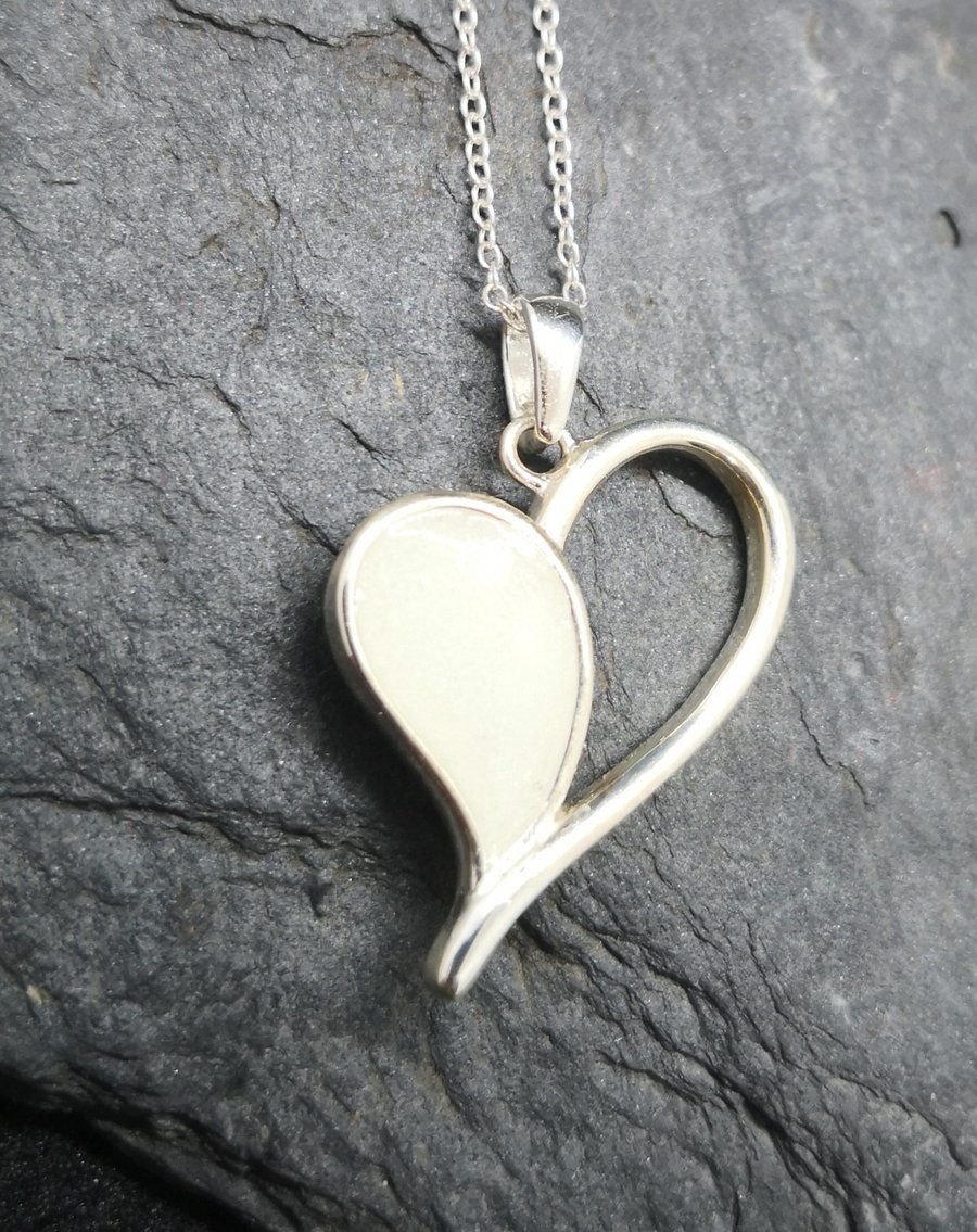 Inclusion Breastmilk or Ashes Heart Pendant in Sterling Silver 