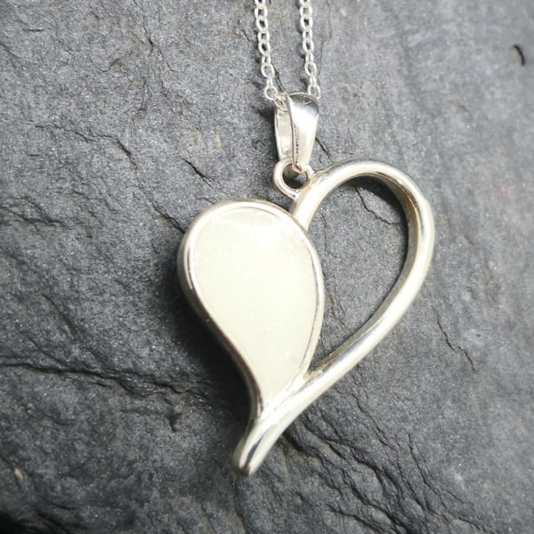 Inclusion Breastmilk or Ashes Heart Pendant in Sterling Silver 