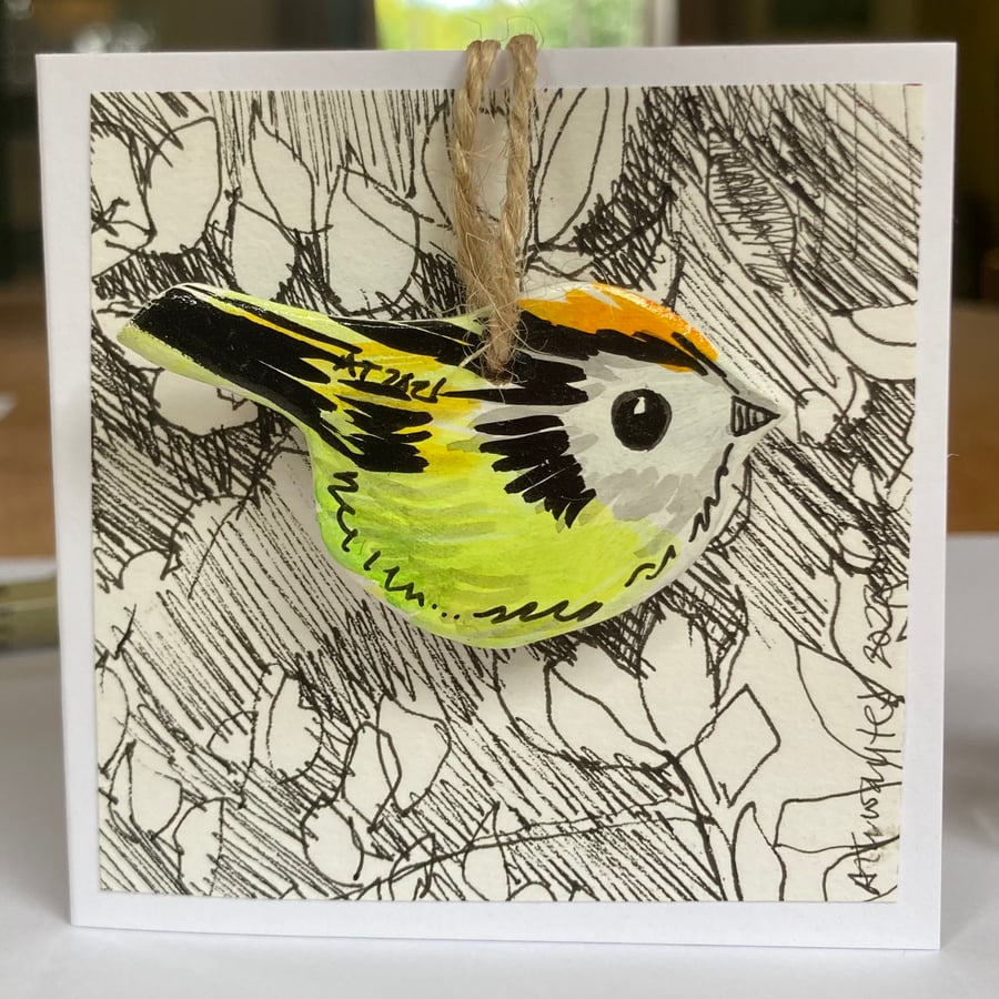 Gold crest, card and gift, original artwork
