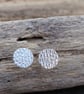 Studs - Handmade sterling silver stud, dragon scale design studs, unisex earring - Image 4