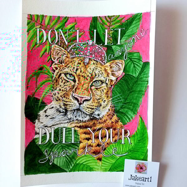 Leopard sparkle quote original art print