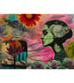 Dreamy Female Portrait Painting Surreal Feminist Abstratc Figurative Canvas Art