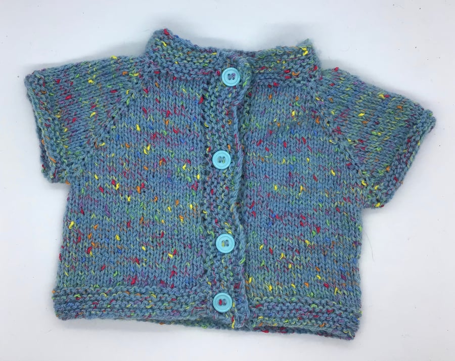 Blue Multicoloured Fleck Baby Cardigan 3-6 months 